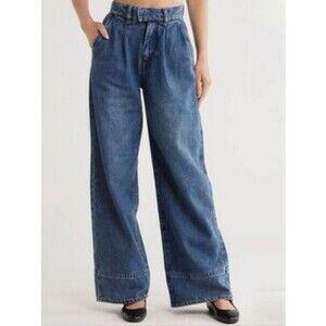 Habitual Wide Leg High Rise Jeans Denim Blue 6/28 Relaxed Casual Preppy Pleat